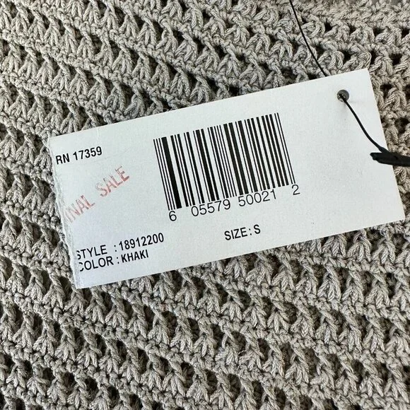 Linda Allard Ellen Tracy Open Knit Top Womens Sz S Crochet Tan Sleeveless Khaki - Picture 7 of 11